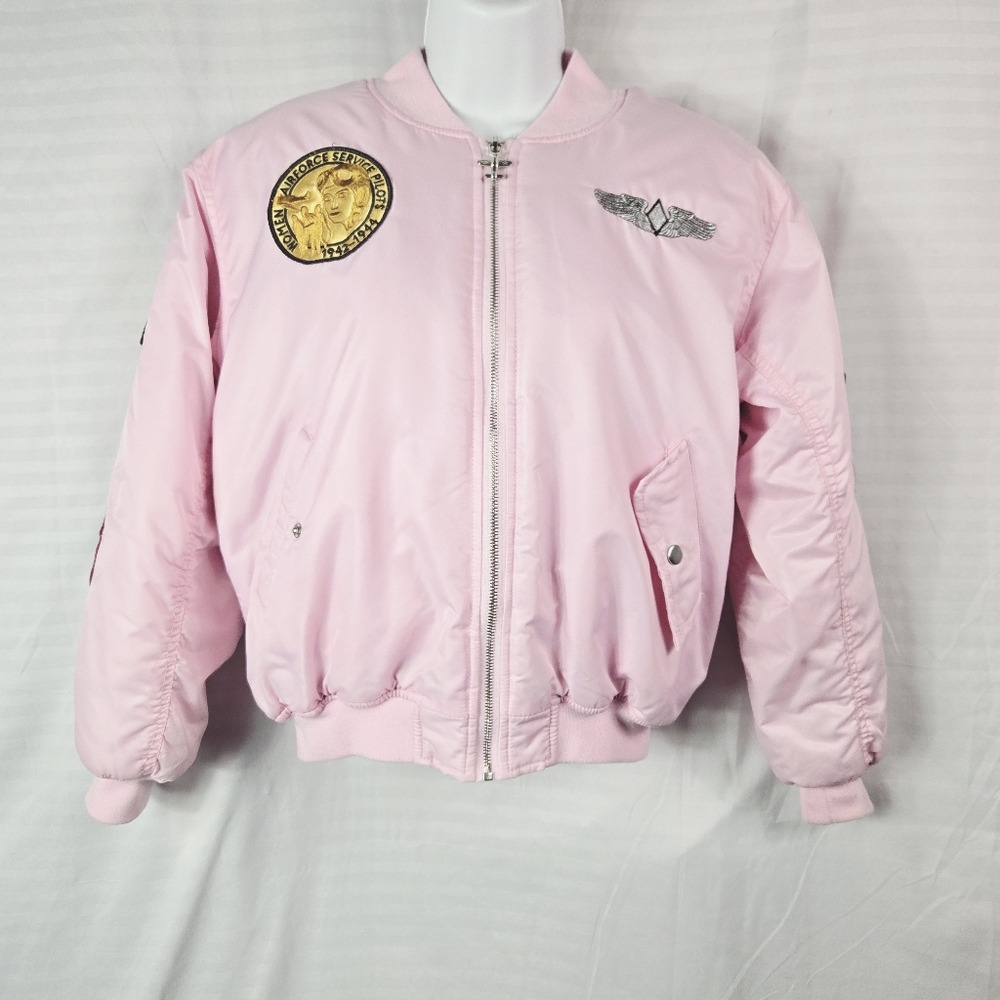 Up and Away  Children's Bomber Jacket Medium-Weight MA-1 Flight  Pink Size Large